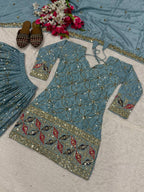 Aarna Zivah Heavy Chinon Silk 5MM Sequence Embroidered Sharara Suit Set with Dupatta