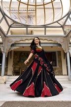 Saibo Rayon Ajrakh Printed Designer Lehenga Choli With Gotta Patti & Mirror Lace Work