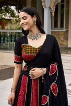 Saibo Rayon Ajrakh Printed Designer Lehenga Choli With Gotta Patti & Mirror Lace Work