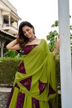 Saibo Rayon Ajrakh Printed Designer Lehenga Choli With Gotta Patti & Mirror Lace Work