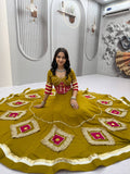 Gujarati Style Pure Cotton Heavy Mirror Hand Work Lehenga Choli with Intricate Lace Detailing, Fully Stitched 6 Metre Flair and Festive Ethnic Wear