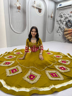 Gujarati Style Pure Cotton Heavy Mirror Hand Work Lehenga Choli with Intricate Lace Detailing, Fully Stitched 6 Metre Flair and Festive Ethnic Wear