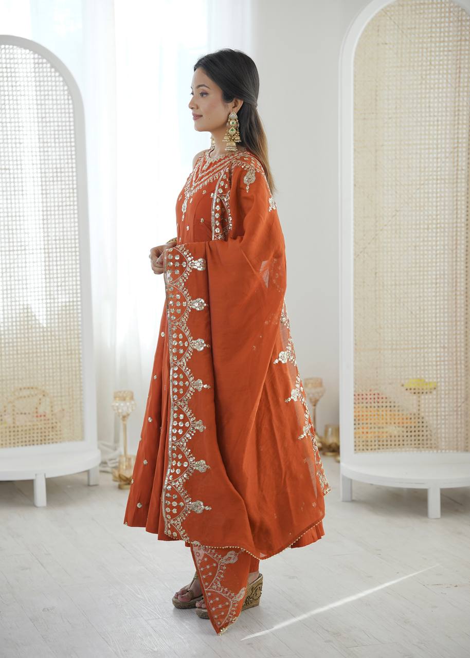 Mahveen Noor Premium Sleeveless Anarkali Gown with Chanderi Silk Dupatta