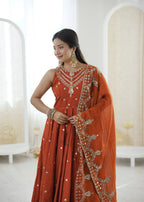 Mahveen Noor Premium Sleeveless Anarkali Gown with Chanderi Silk Dupatta