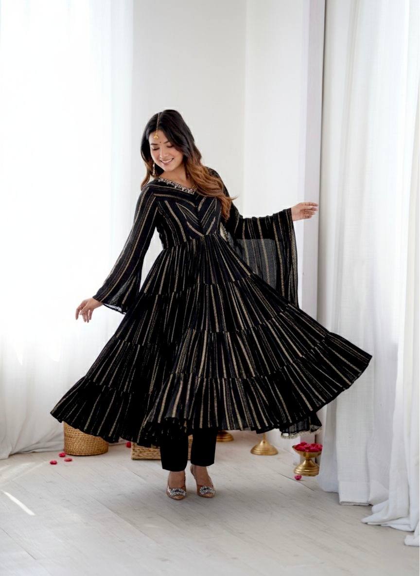 Heavy Handwork Mal Chanderi Gown Outfi