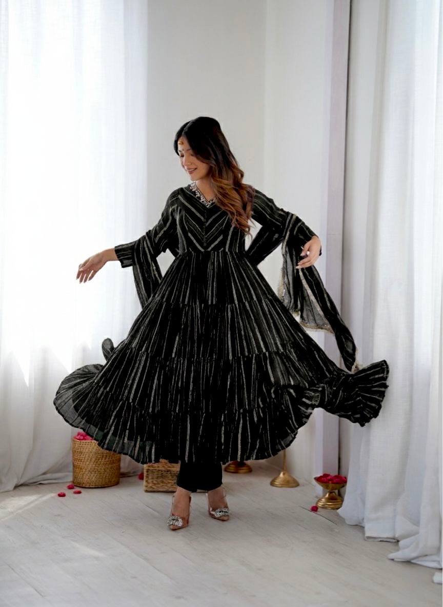 Heavy Handwork Mal Chanderi Gown Outfi