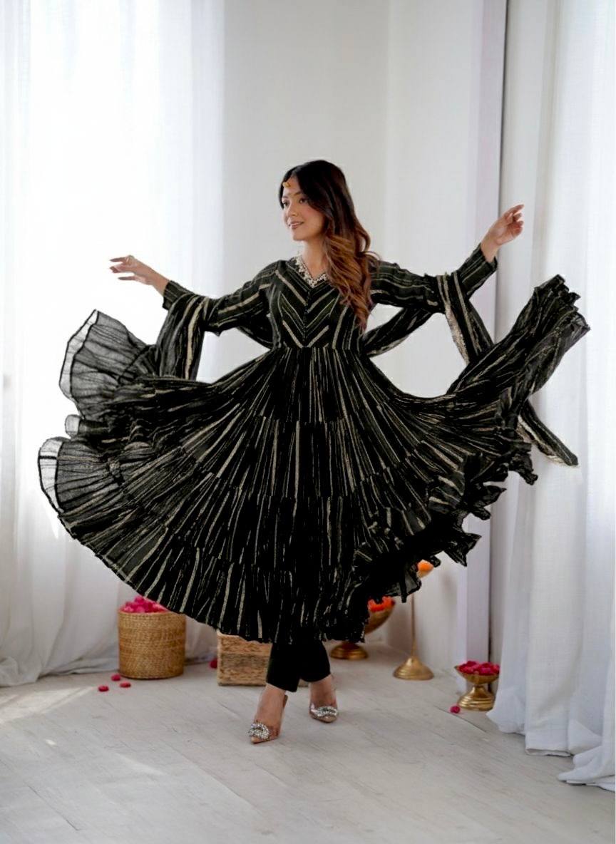 Heavy Handwork Mal Chanderi Gown Outfi