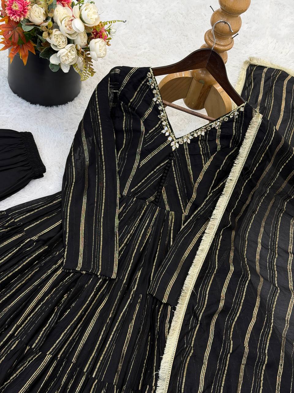 Heavy Handwork Mal Chanderi Gown Outfi