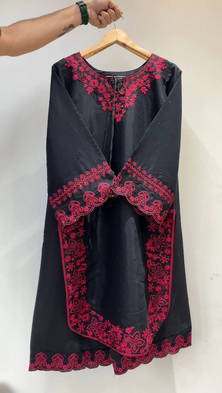 Luxury French Crepe Embroidered Co-ord Set for Women