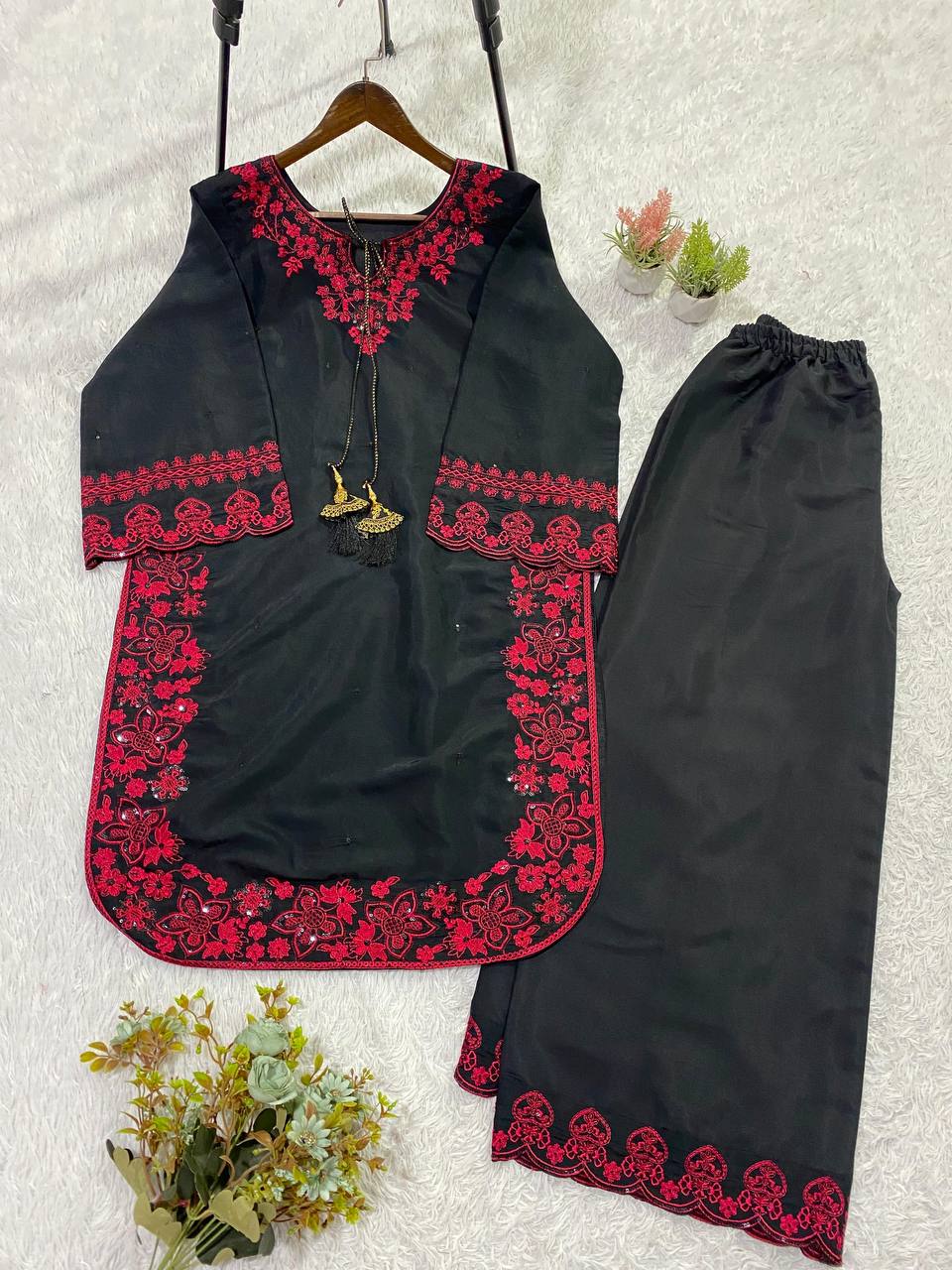 Luxury French Crepe Embroidered Co-ord Set for Women