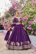 Aarini Pure Vichitra Thread & Sequins Embroidered Lehenga Choli with Dupatta