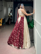 Monga Silk Premium Garba Lehenga Choli With Real Mirror Work Blouse & Mirror Lace Dupatta