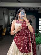 Monga Silk Premium Garba Lehenga Choli With Real Mirror Work Blouse & Mirror Lace Dupatta