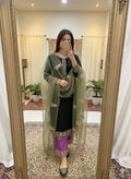 Samyra Heavy Roman Silk Embroidered Sequins Gown with Bottom & Organza Dupatta Set