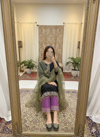 Samyra Heavy Roman Silk Embroidered Sequins Gown with Bottom & Organza Dupatta Set