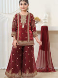 Vaishnavi Silk Sequins Embroidered Palazzo Suit with Dupatta For Kids