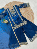 Vaishnavi Silk Sequins Embroidered Palazzo Suit with Dupatta For Kids