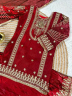 Vaishnavi Silk Sequins Embroidered Palazzo Suit with Dupatta For Kids