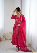 Royal Embroidered Gown with Lace Border Dupatta