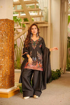 Elegant Printed Kurti with Matching Salwar and Dupatta