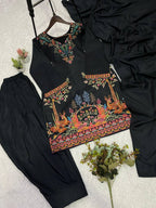 Elegant Printed Kurti with Matching Salwar and Dupatta