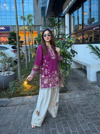Designer French Crepe Salwar Suit with Front & Back Embroidery