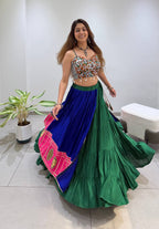Loomvanya Premium Gujarati Style Rayon Lehenga Choli with Real Mirror Handwork, Gota Patti Detailing and 6 Metre Pleated Flared Lehenga