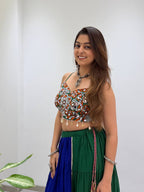 Loomvanya Premium Gujarati Style Rayon Lehenga Choli with Real Mirror Handwork, Gota Patti Detailing and 6 Metre Pleated Flared Lehenga