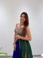 Loomvanya Premium Gujarati Style Rayon Lehenga Choli with Real Mirror Handwork, Gota Patti Detailing and 6 Metre Pleated Flared Lehenga