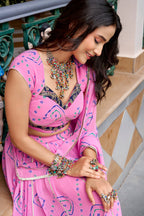 Ghummar Designer Bandhej Print Lehenga Choli With Gota Patti Work, 8 Meter Flair & Dupatta