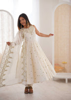 Mahveen Noor Premium Sleeveless Anarkali Gown with Chanderi Silk Dupatta