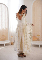 Mahveen Noor Premium Sleeveless Anarkali Gown with Chanderi Silk Dupatta
