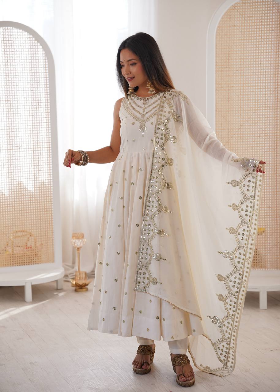 Mahveen Noor Premium Sleeveless Anarkali Gown with Chanderi Silk Dupatta