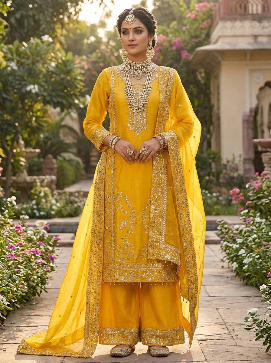 Designer Embroidery Sequence Work Palazzo Set