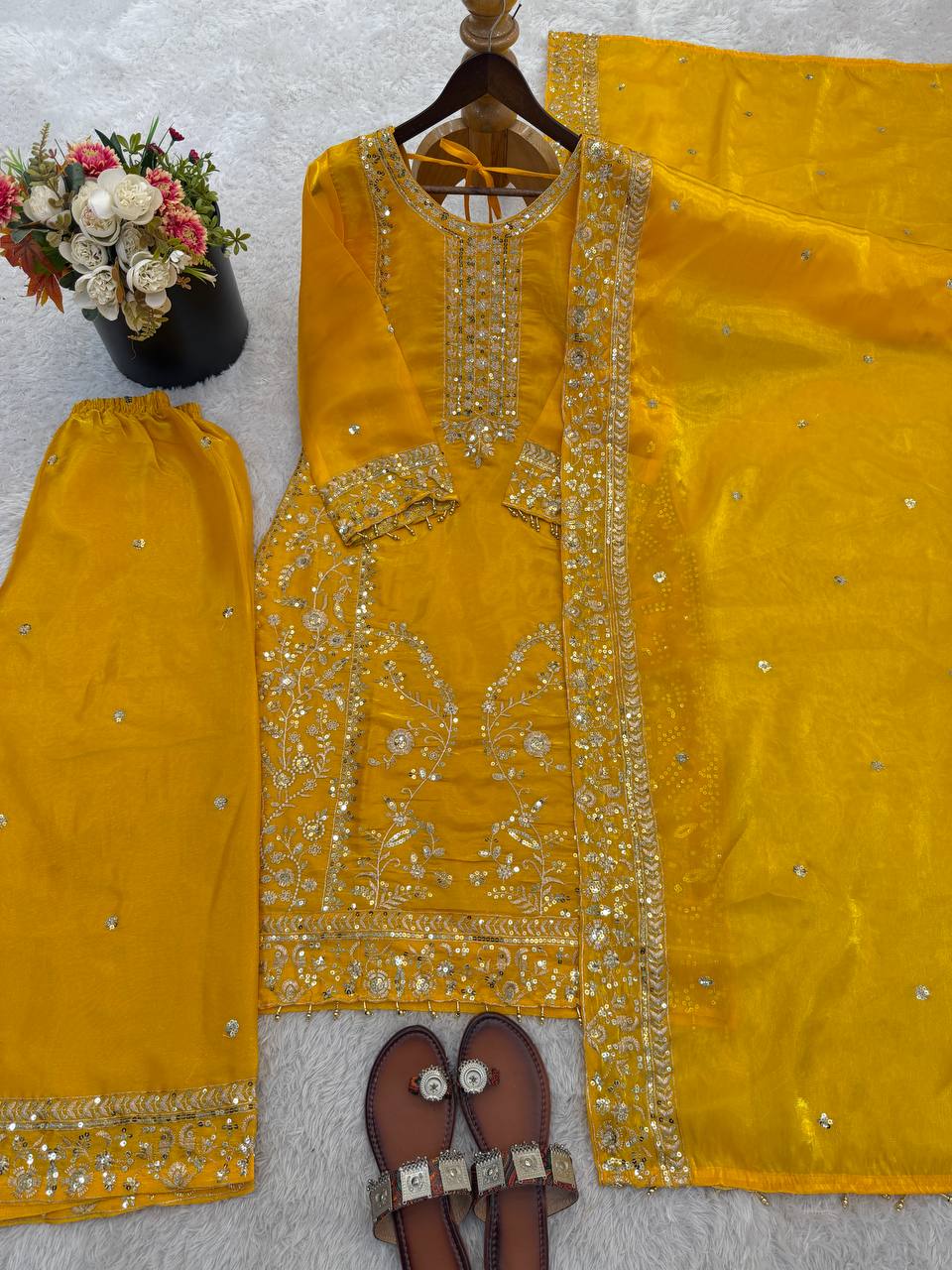 Designer Embroidery Sequence Work Palazzo Set