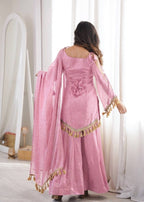 Zarisha Doremon Crush Mirror Lace Kurti Palazzo with Dupatta Set