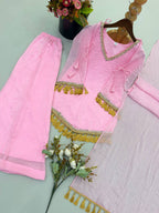 Zarisha Doremon Crush Mirror Lace Kurti Palazzo with Dupatta Set