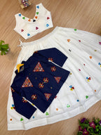 Rang Mewar Designer Mirror Hand-Work Rayon Cotton Lehenga Choli with Gamthi Mirror Denim Jacket