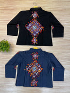 Rang Mewar Designer Mirror Hand-Work Rayon Cotton Lehenga Choli with Gamthi Mirror Denim Jacket