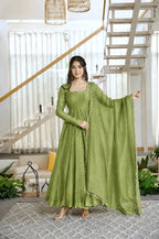 Gorgeous Golden Yellow Salsa Silk Anarkali Set