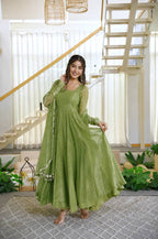 Gorgeous Golden Yellow Salsa Silk Anarkali Set