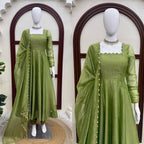 Gorgeous Golden Yellow Salsa Silk Anarkali Set