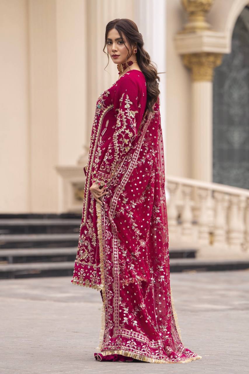 Luxury Palazzo Ensemble with 3mm Embroidery Sequence & Beads Work