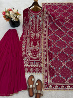 Luxury Palazzo Ensemble with 3mm Embroidery Sequence & Beads Work
