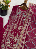 Luxury Palazzo Ensemble with 3mm Embroidery Sequence & Beads Work