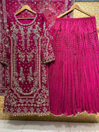 Luxury Palazzo Ensemble with 3mm Embroidery Sequence & Beads Work