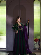 Virellia Designer Heavy Fandy Silk Anarkali Suit with 3mm Sequin & Embroidery Work, 5.50 Metre Flair and Matching Embroidered Dupatta