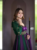 Virellia Designer Heavy Fandy Silk Anarkali Suit with 3mm Sequin & Embroidery Work, 5.50 Metre Flair and Matching Embroidered Dupatta