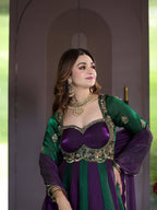 Virellia Designer Heavy Fandy Silk Anarkali Suit with 3mm Sequin & Embroidery Work, 5.50 Metre Flair and Matching Embroidered Dupatta