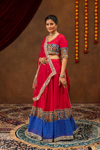 Rang Kasturi Designer Rayon Cotton Embroidered Lehenga Choli with Real Mirror Work & Pearl Moti Faux Georgette Dupatta